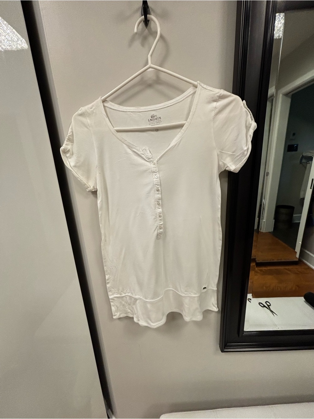 Lacoste White Short Sleeve Henley Tee